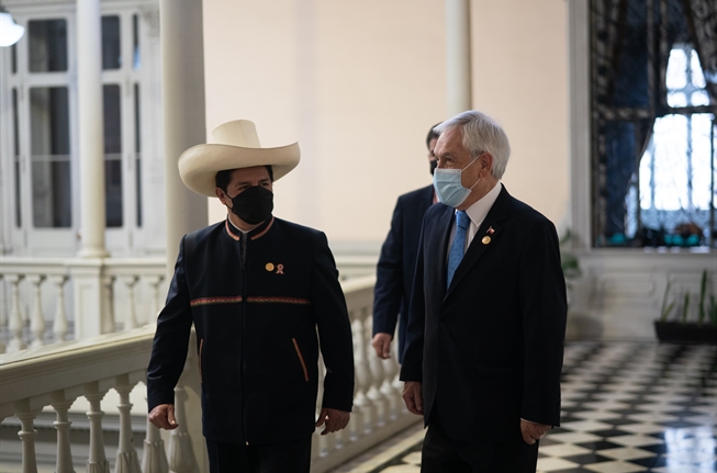 Presidente Piñera sostiene reunión bilateral con Mandatario electo Pedro Castillo