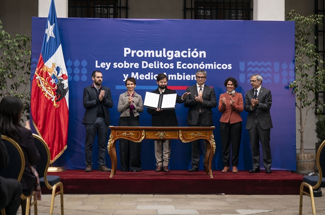 Presidente de la República, Gabriel Boric Font, promulga Ley sobre Delitos Económicos y Medio Ambientales